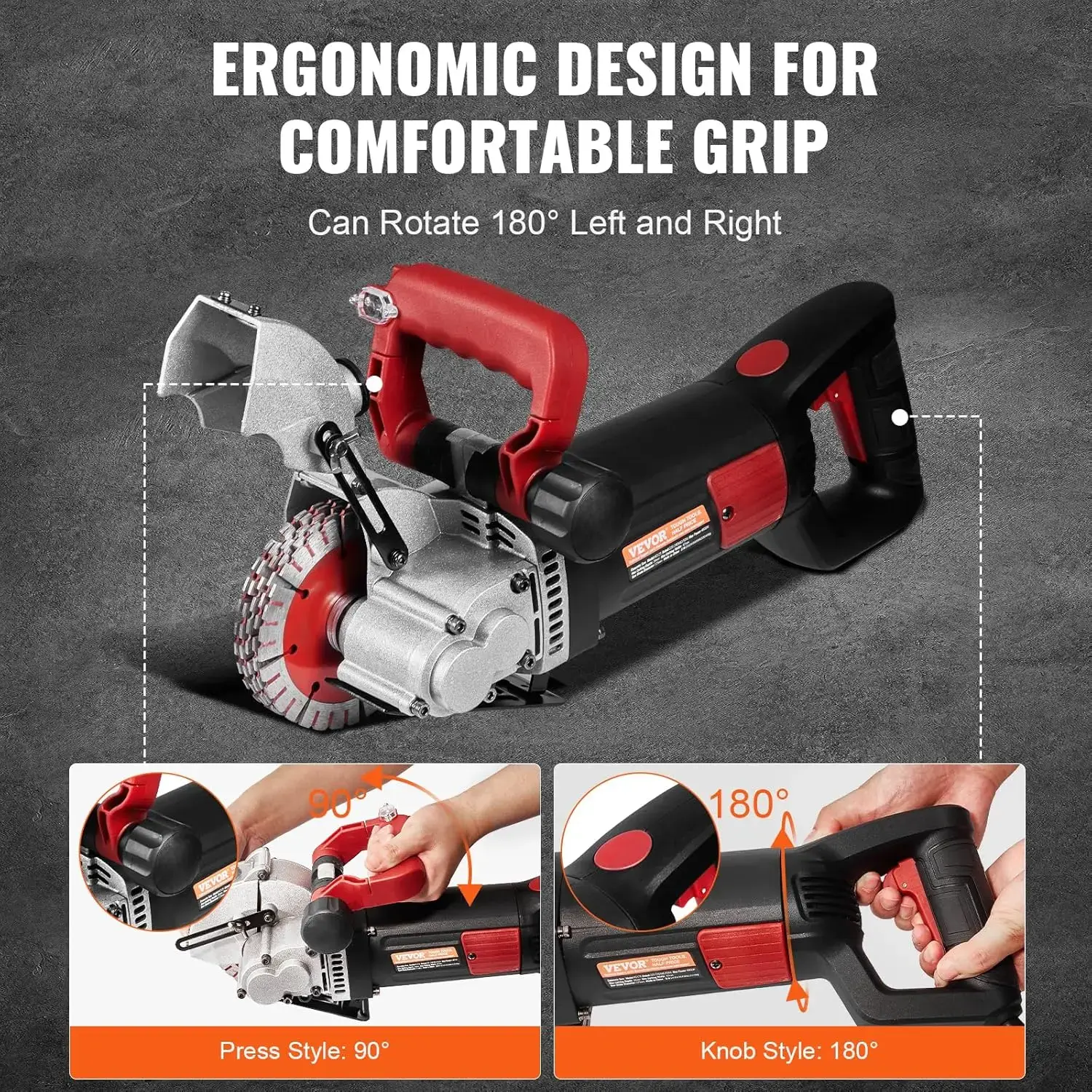 Wall Chaser, 4800W Slotting Machine with Laser Guide 6500rpm, Max Groove Depth and Width 1.6" x 1.65", Concrete Grooving