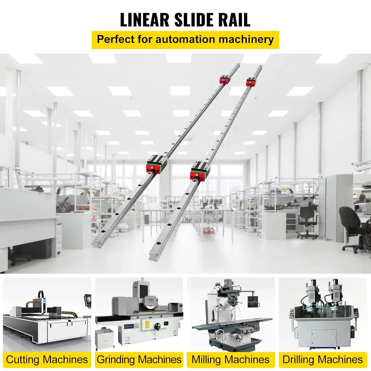Rail HSR15-1500mm? 2pcs Linear Guideway Rail?4X Square Type Carriage Bearing Blocks?Linear Rail Support for 15mm Slotted Bearing