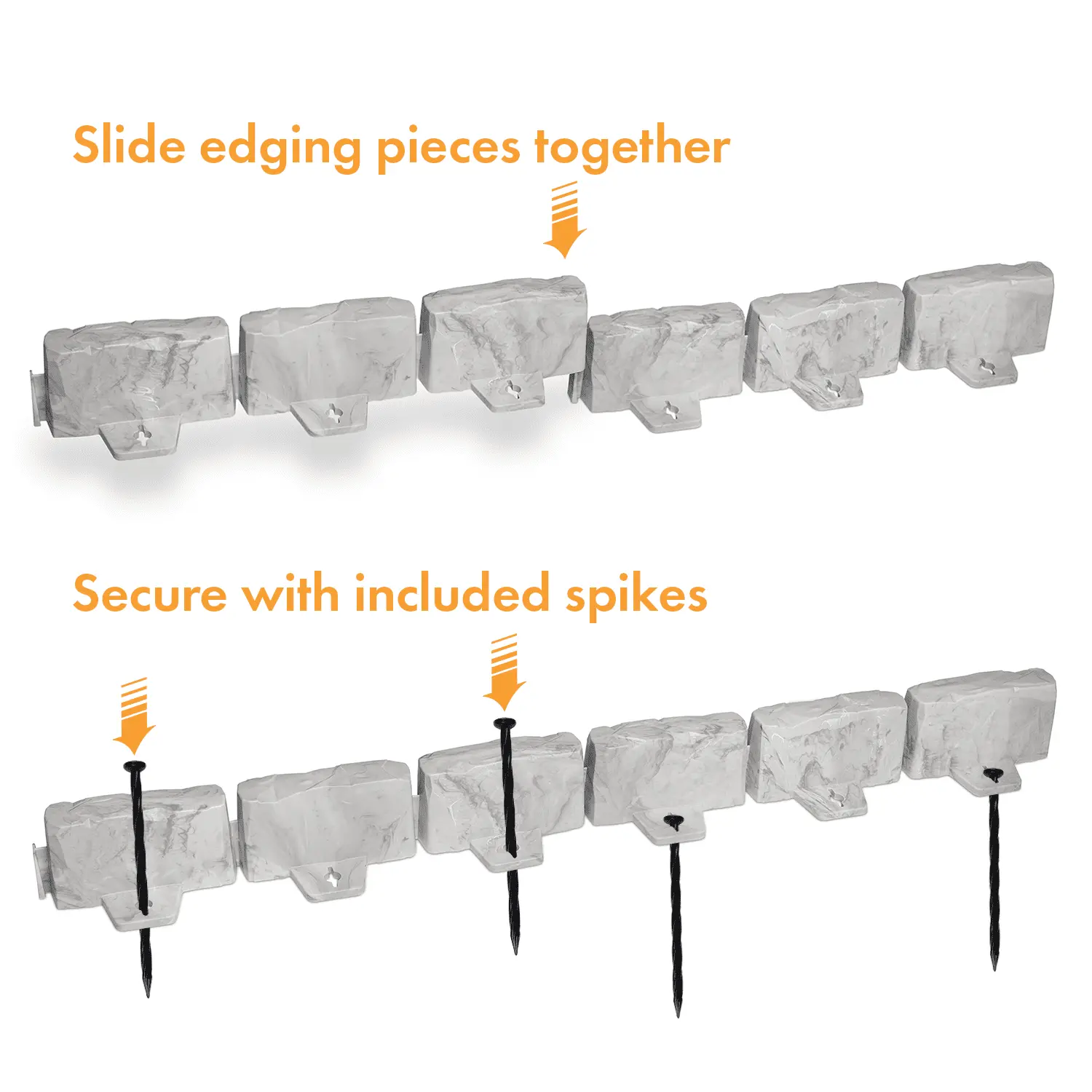 Decorative No-Dig Landscape Edging Kit - 20 ft., Light Gray Faux Stone