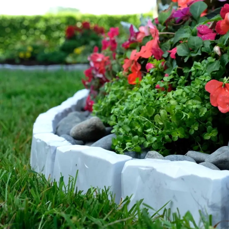 Decorative No-Dig Landscape Edging Kit - 20 ft., Light Gray Faux Stone