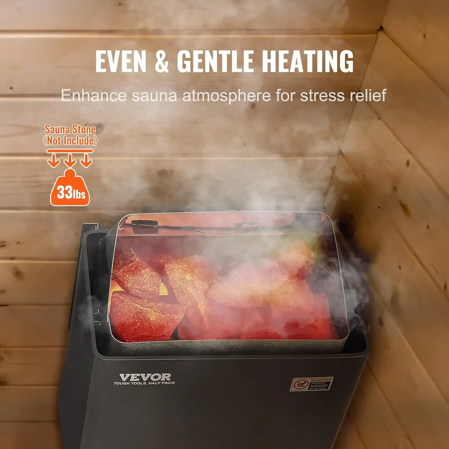 Sauna Heater, 9KW 220V Electric Sauna Stove, Steam Bath Sauna Heater with External Digital Controller, 3h Timer & Adjustable Tem