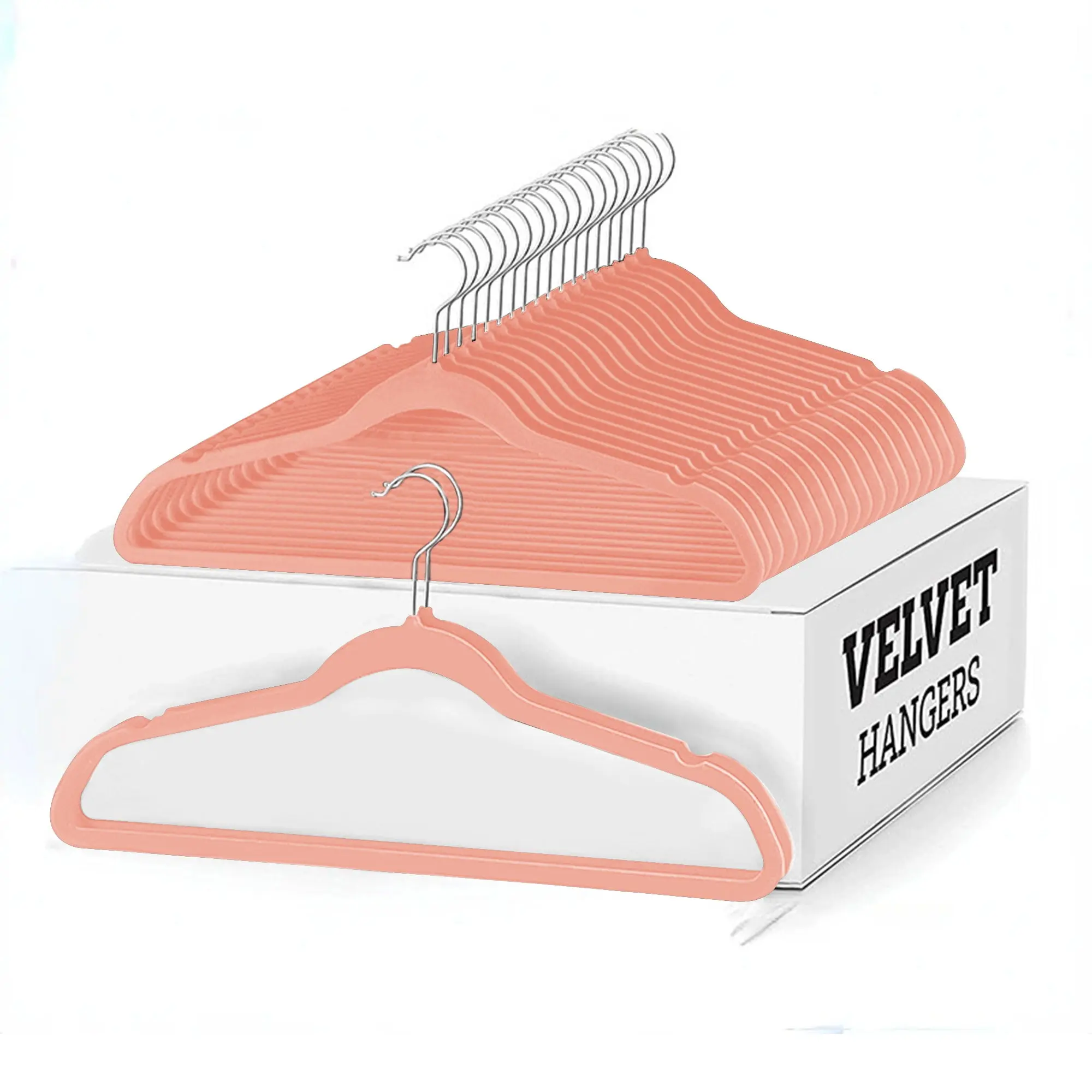 Non-Slip Velvet Hangers for Clothes 50 pack, Pink