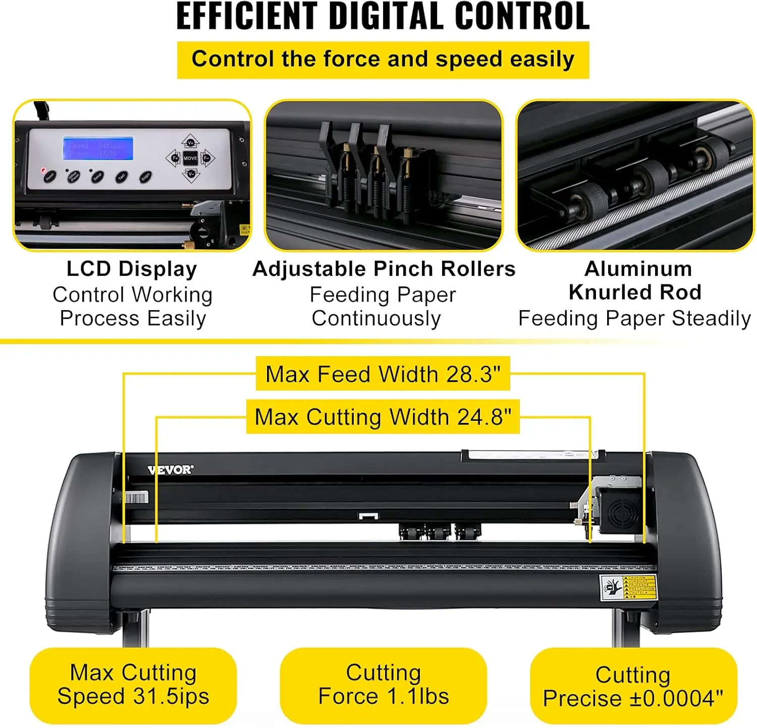 Vinyl Cutter Machine,28inch Vinyl Plotter,LCD Display Plotter Cutter,Adjustable Double-Spring Pinch Rollers Sign Cutting Plotter