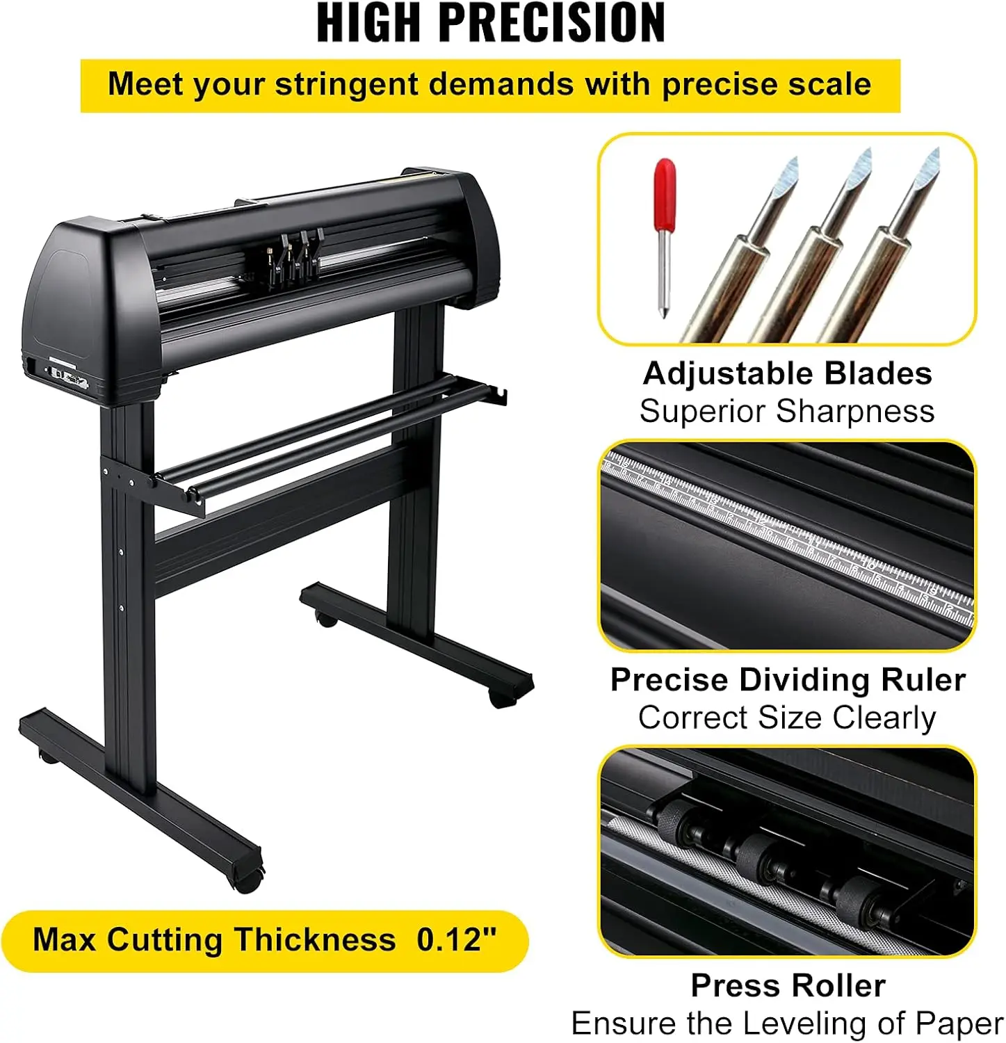 Vinyl Cutter Machine,28inch Vinyl Plotter,LCD Display Plotter Cutter,Adjustable Double-Spring Pinch Rollers Sign Cutting Plotter