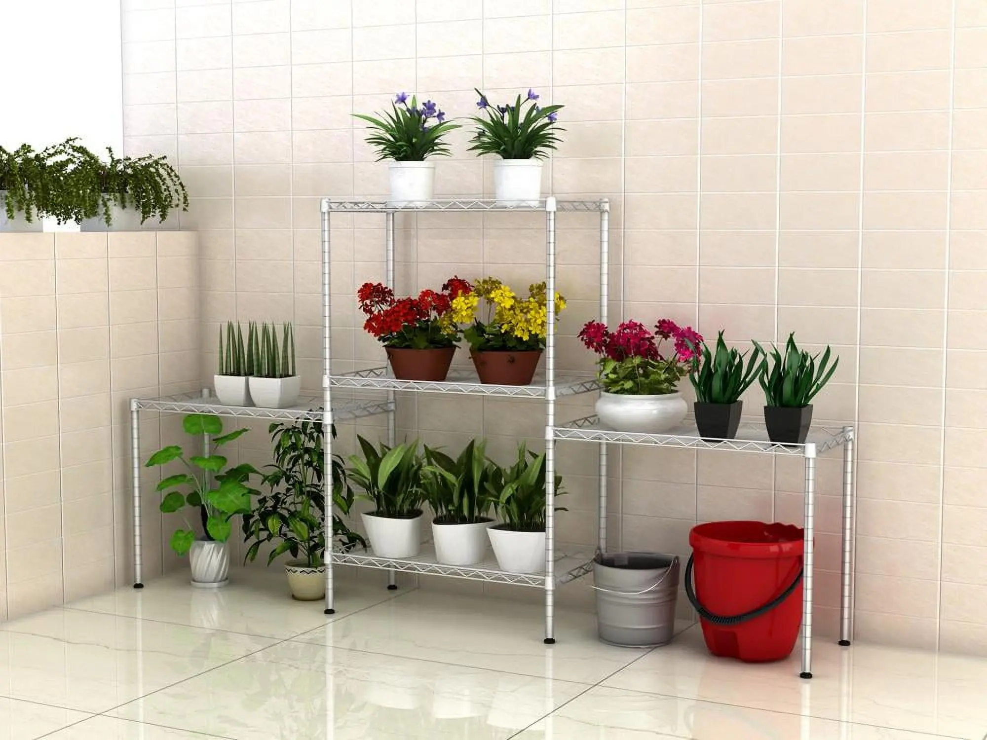 60"x22"x12" Heavy Duty 5-Tier Wire Shelving Rack Adjustable Shelf Storage Silver