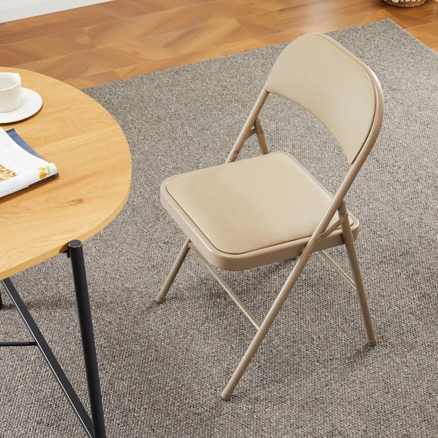 2 Pack Folding Chair with Sturdy Metal Frame, High-Density Padding, and Water-Resistant PU Leather - Ideal for Meetings