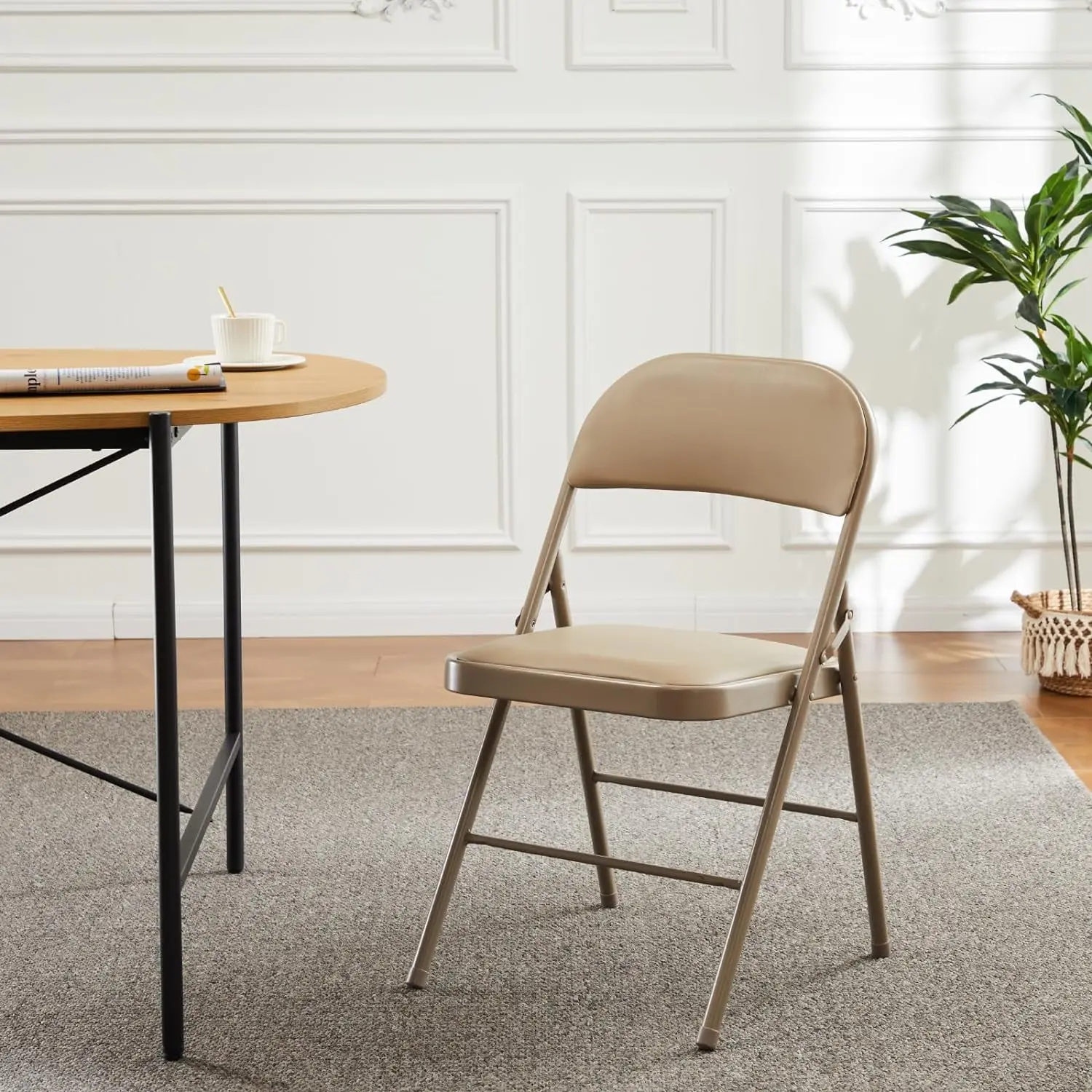 2 Pack Folding Chair with Sturdy Metal Frame, High-Density Padding, and Water-Resistant PU Leather - Ideal for Meetings
