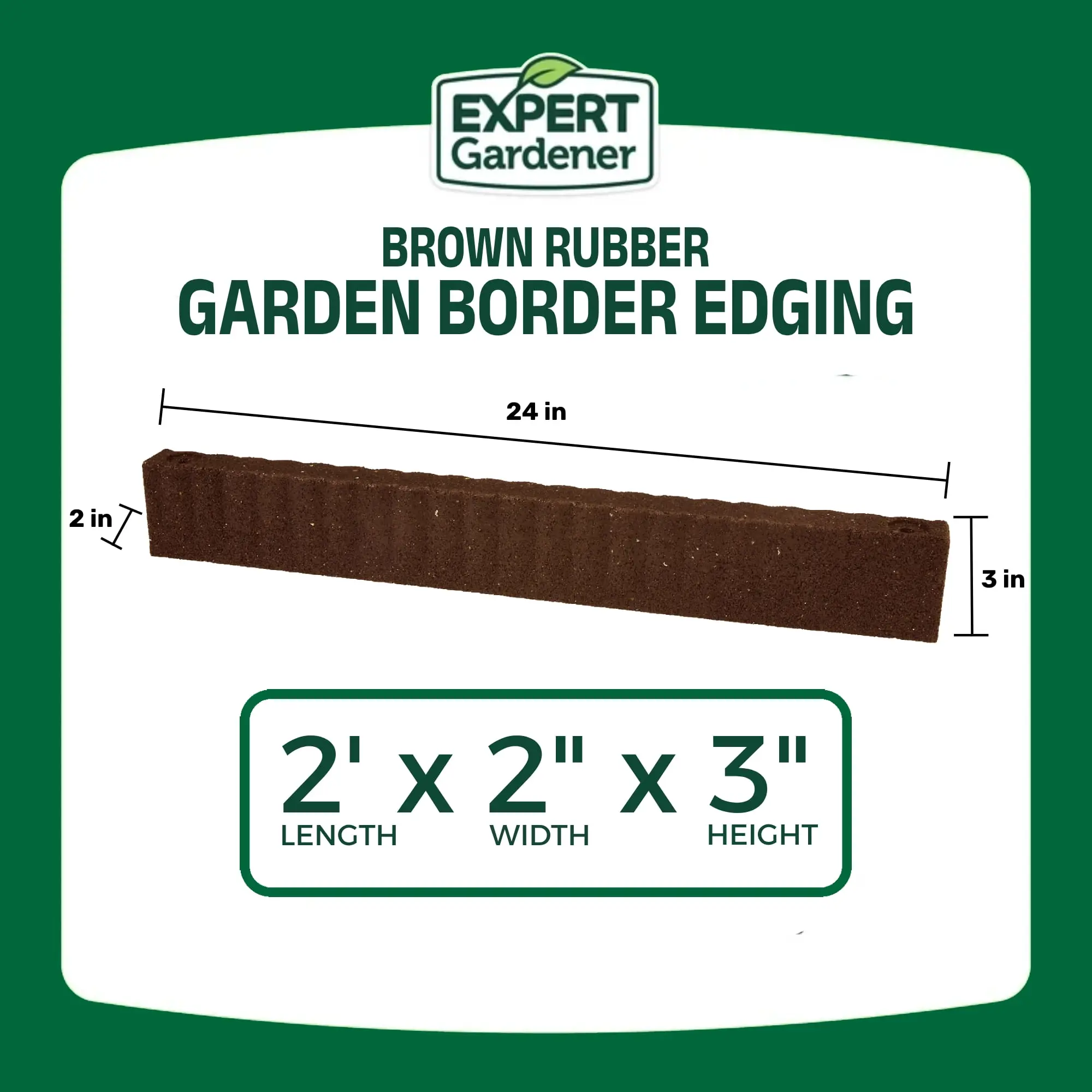2' x 3" Brown Recycled Rubber Garden Border Landscape Edging - 8 Pack