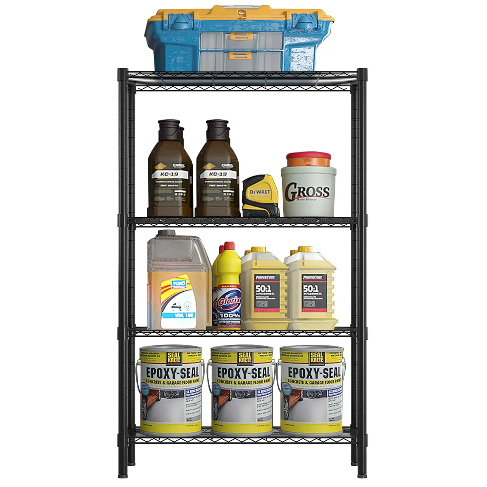 4-Tire Heavy Duty Storage Rack, Adjustable NSF Wire Shelving Unit Garage Kitchen Black, Capacity for 800 lbs, 36"L x 14"W x 47"H