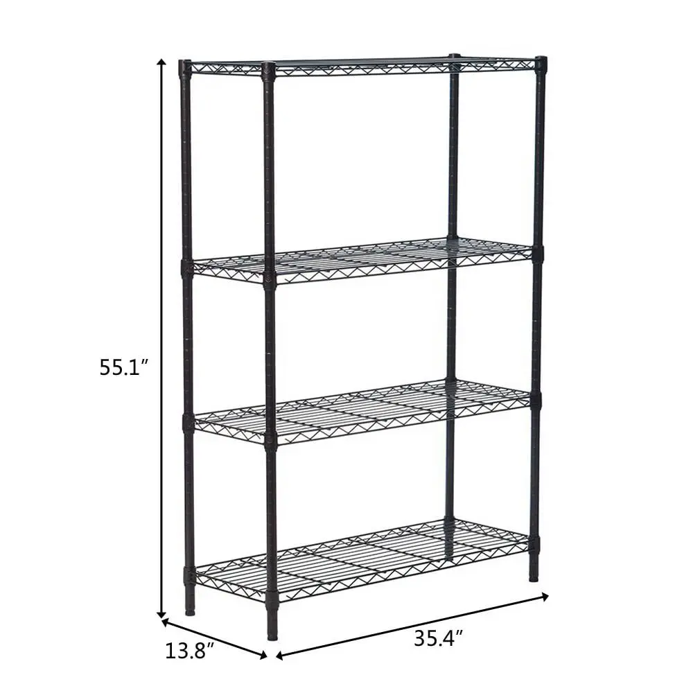4-Tire Heavy Duty Storage Rack, Adjustable NSF Wire Shelving Unit Garage Kitchen Black, Capacity for 800 lbs, 36"L x 14"W x 47"H