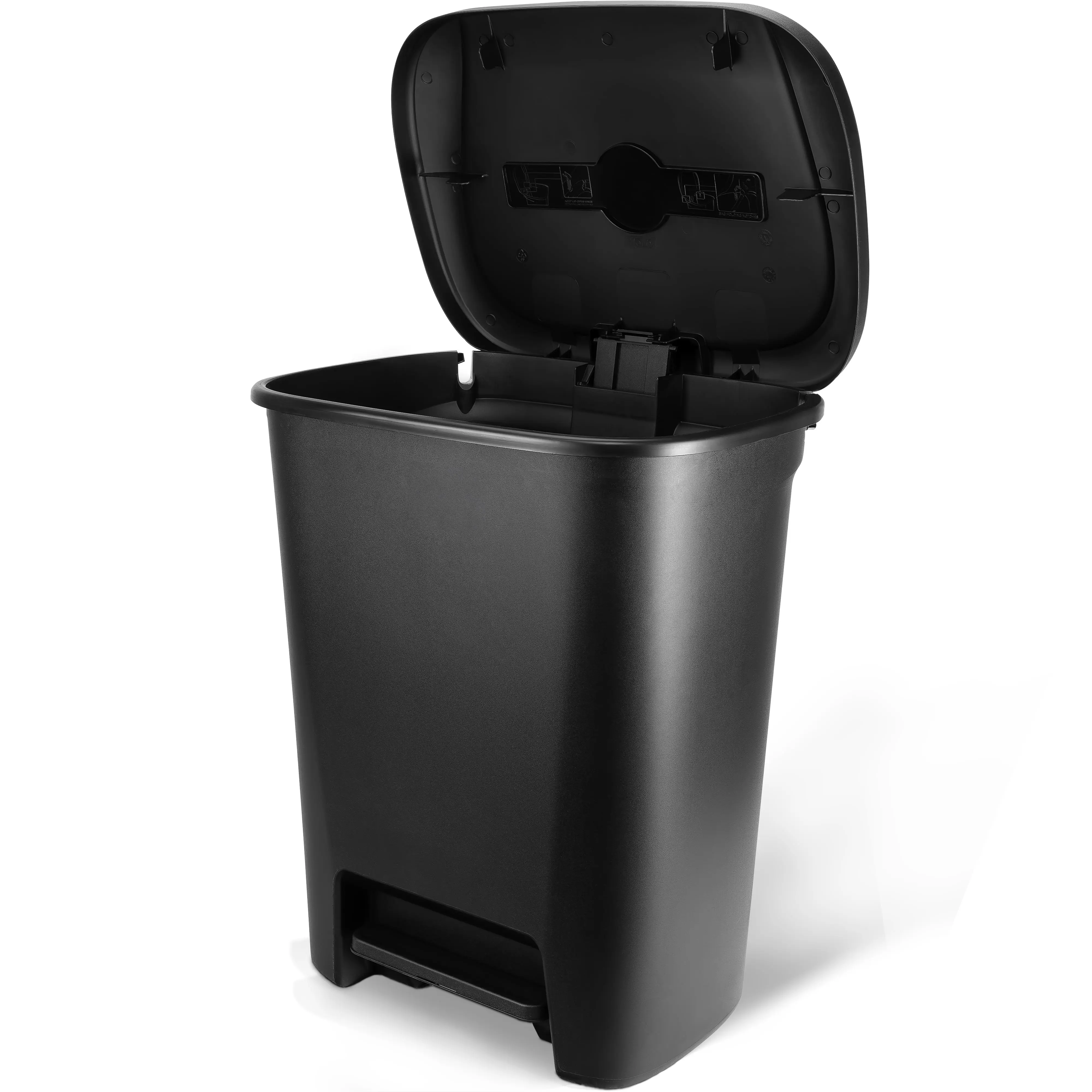 20.4 Gallon Step-On Trash Can, Plastic Extra Large Kitchen Trash Can, Black