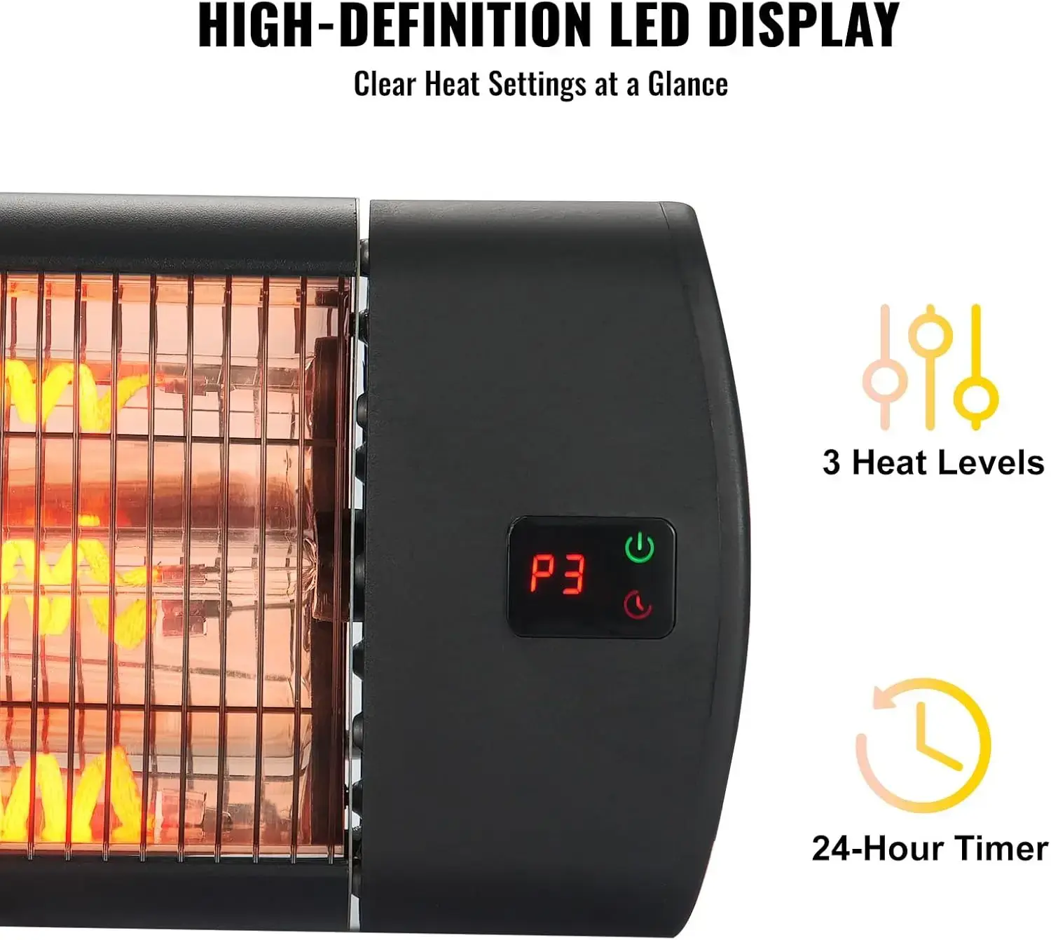 Infrared Heater, 1500W Remote Control Electric Space Heater, LED Screen Patio Heater w/ 3 Speeds & Timer, Outdoor/Outdoor
