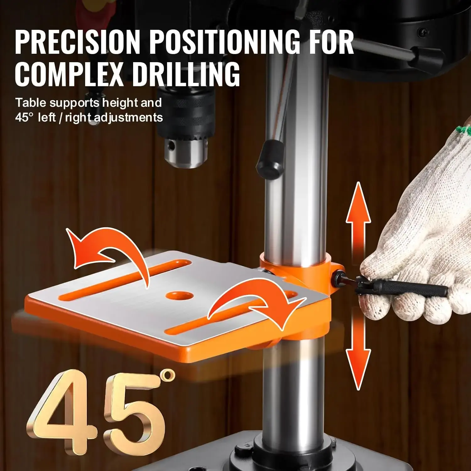 8 in Benchtop Drill Press, 2.3A Induction Motor, Tabletop Drilling Machine with 750/1140 / 1740/2340 / 3200 RPM Adjustable Speed