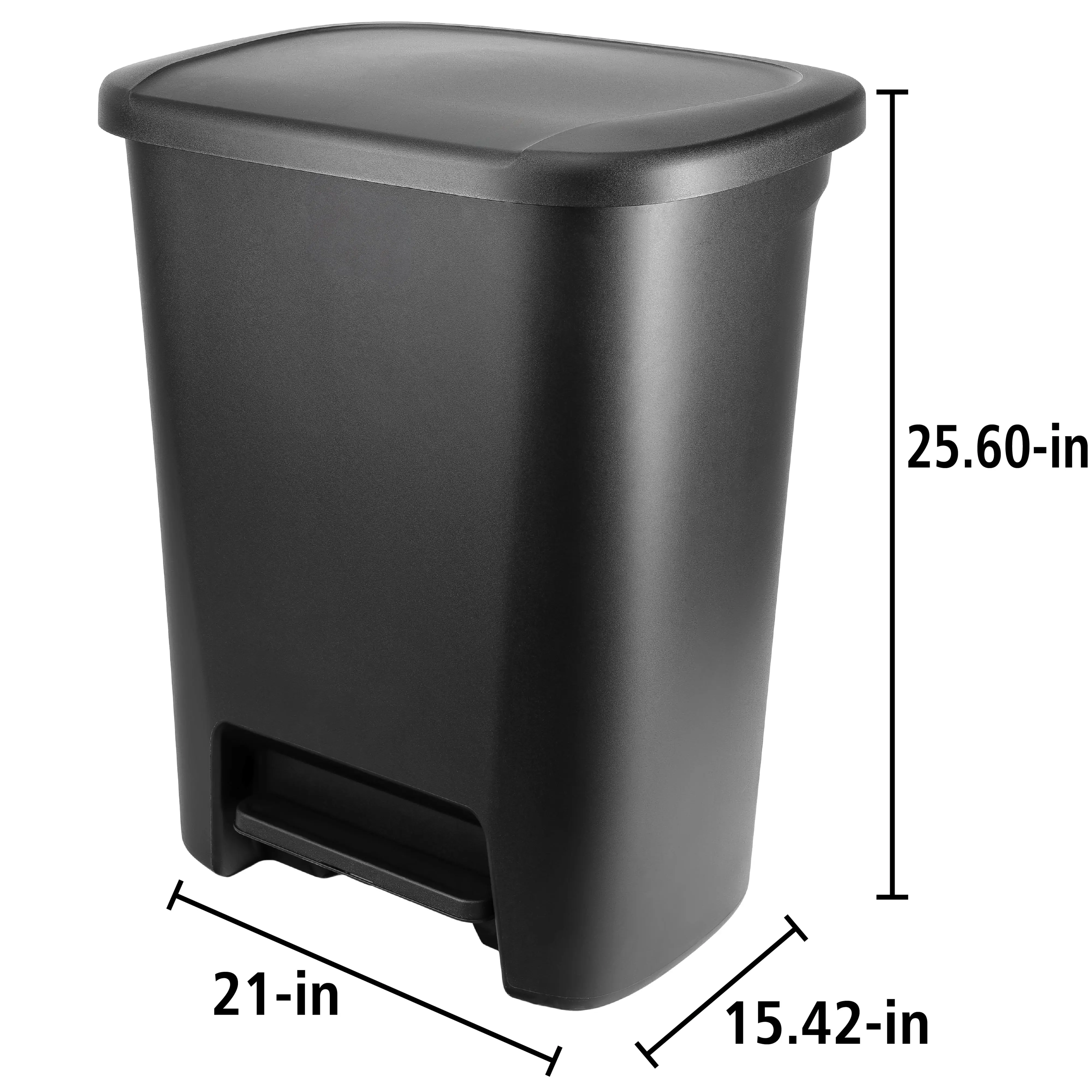 20.4 Gallon Step-On Trash Can, Plastic Extra Large Kitchen Trash Can, Black