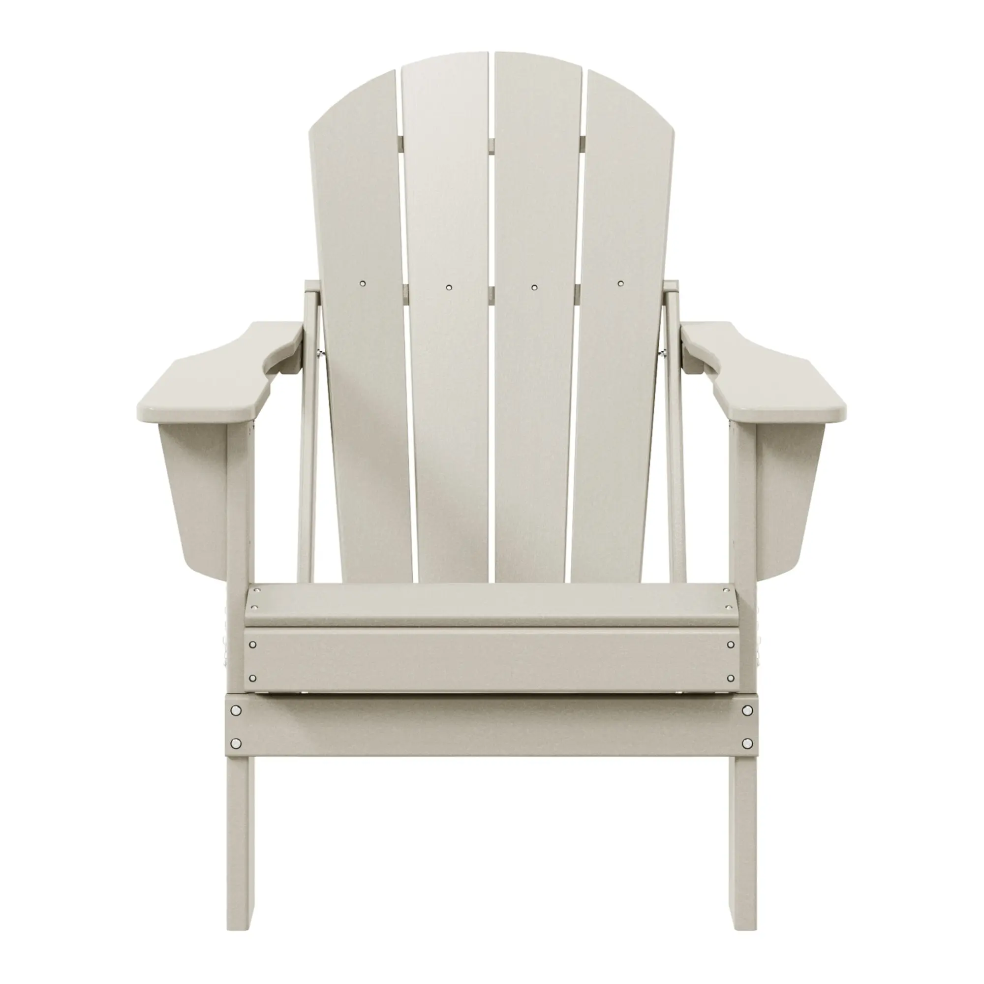 Outdoor Folding HDPE Adirondack Chair, Patio Seat, Weather Resistant, Sand Color