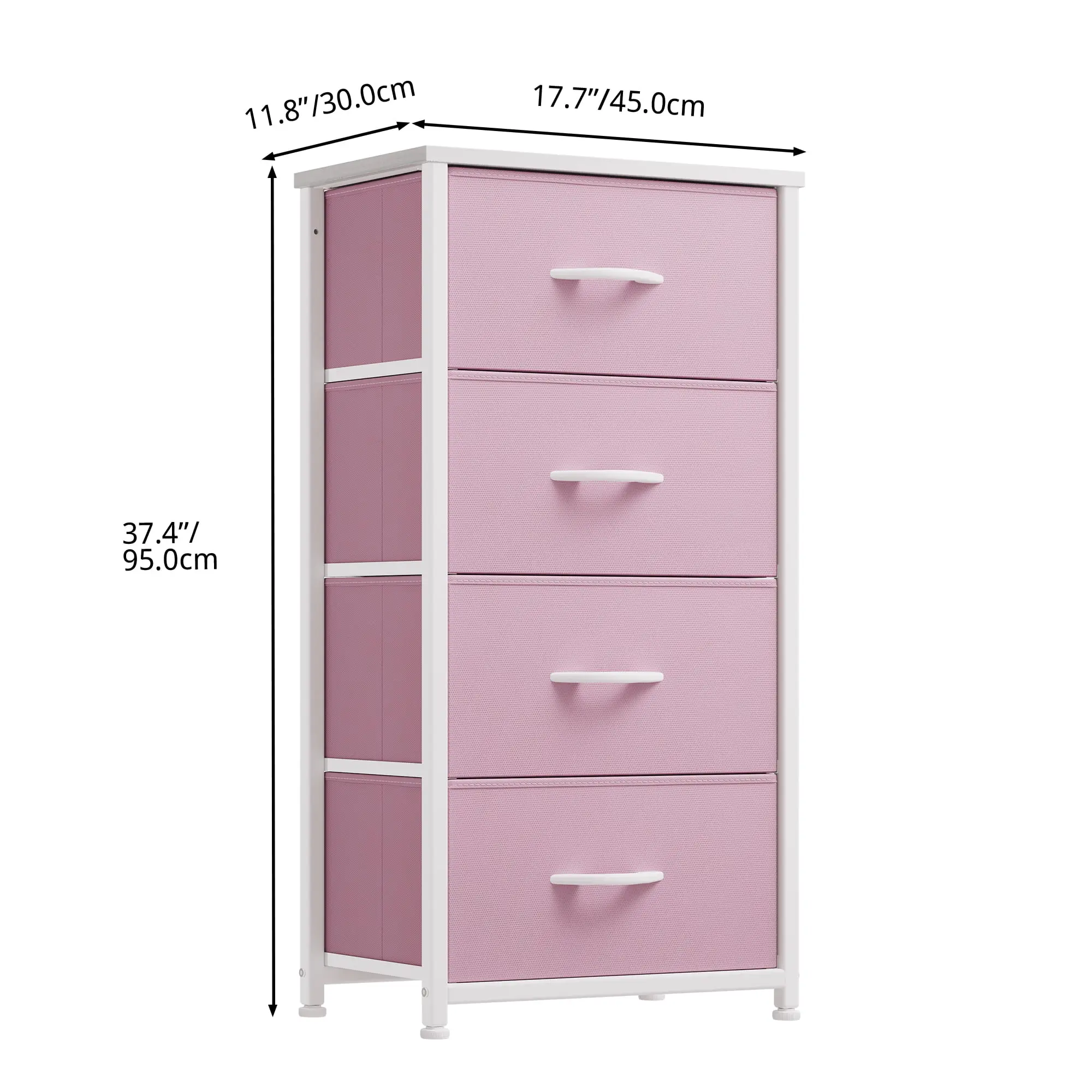 4 Drawer storage Dresser Fabric Chest of Drawers Sturdy Steel Frame Furniture Storage Organizer for Living Room,Bedroom