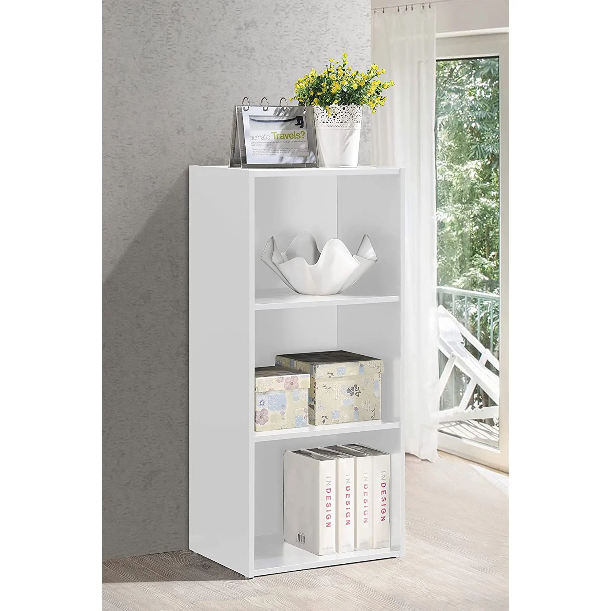 3-Shelf Bookcase, White