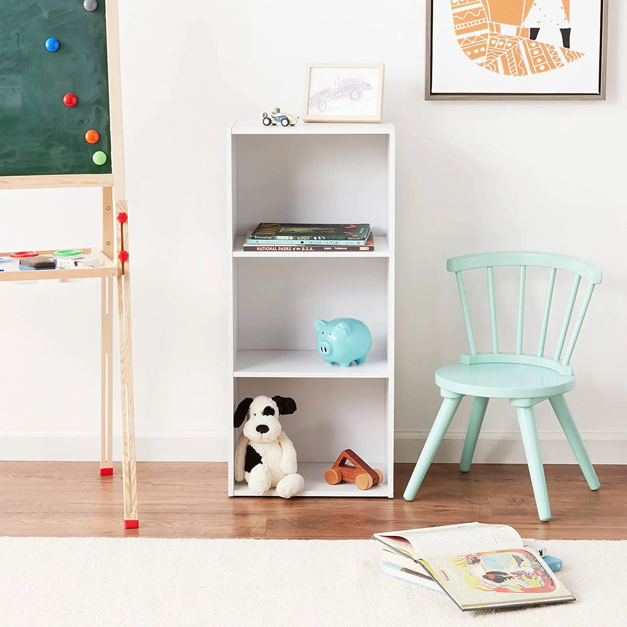 3-Shelf Bookcase, White