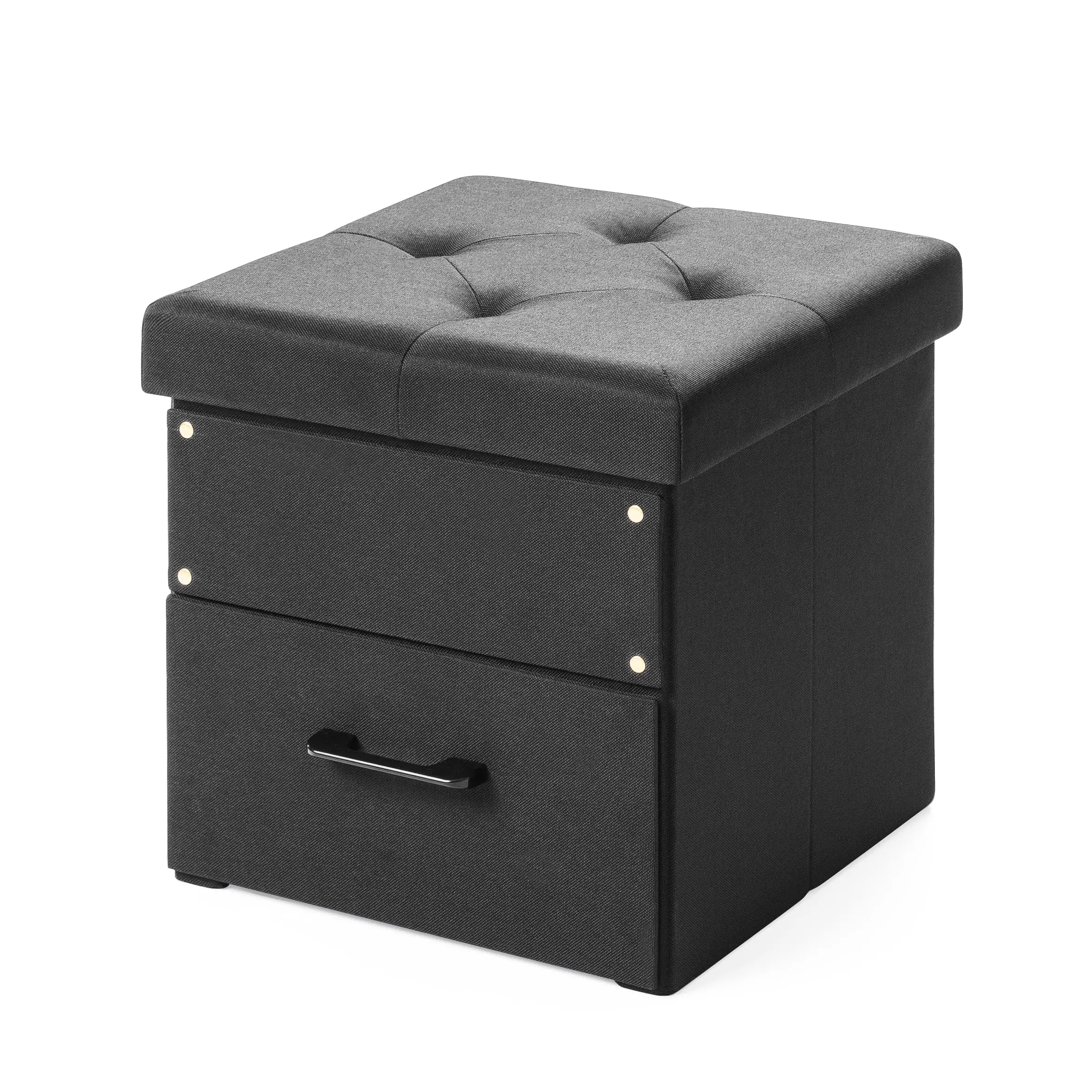 Stockbox 15" Ottoman with Storage Drawer, Black