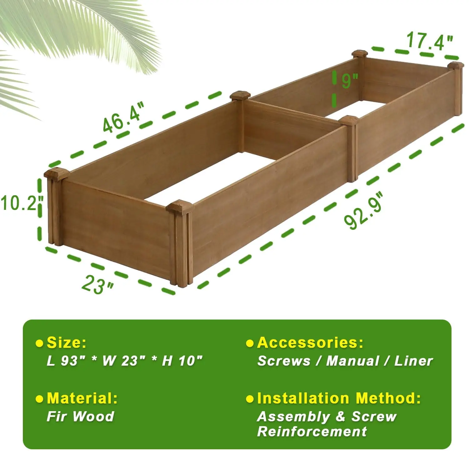 8x2Ft Raised Garden Bed Wooden Planter Box Vegetable Garden Box for Outdoor Gardening