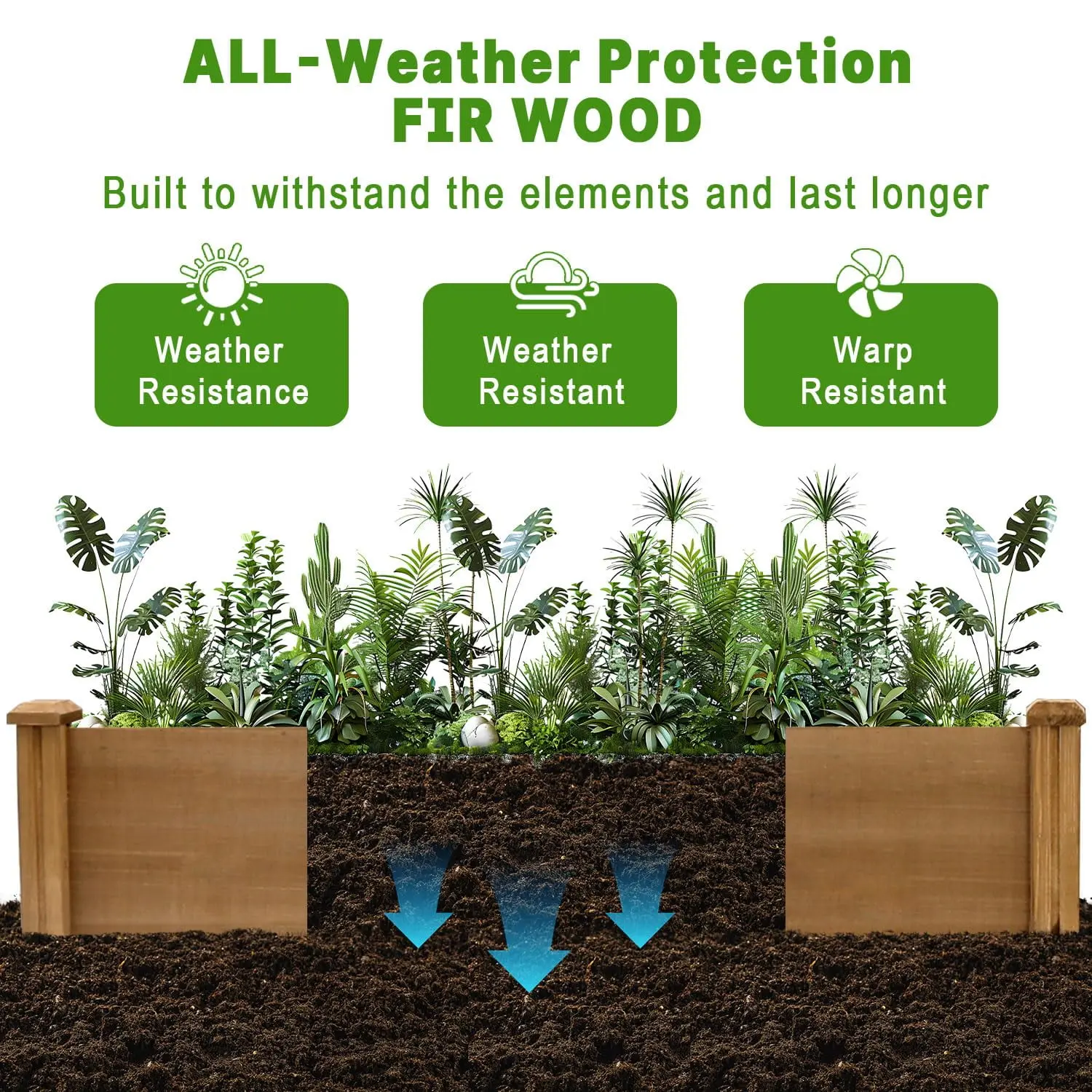 8x2Ft Raised Garden Bed Wooden Planter Box Vegetable Garden Box for Outdoor Gardening