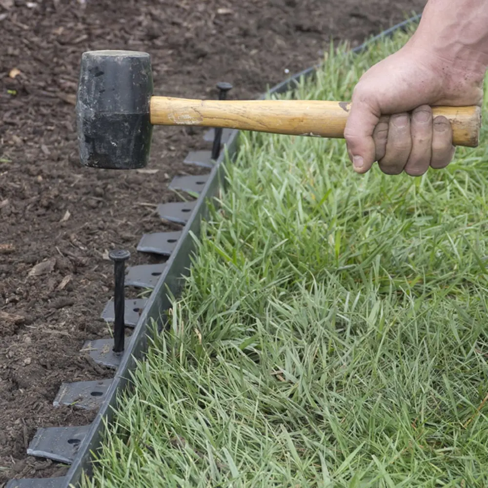 No-Dig Landscape Edging Kit, 100-ft x 1.5-in. High, Includes Anchoring Spikes, Black Recycled PlasticPlastic