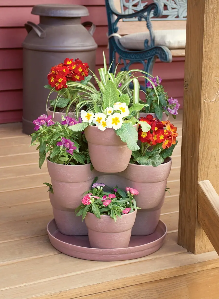 Bloomers Stackable Flower Tower Planter – Holds up to 9 Plants – Great Both Indoors and Outdoors – Sand
