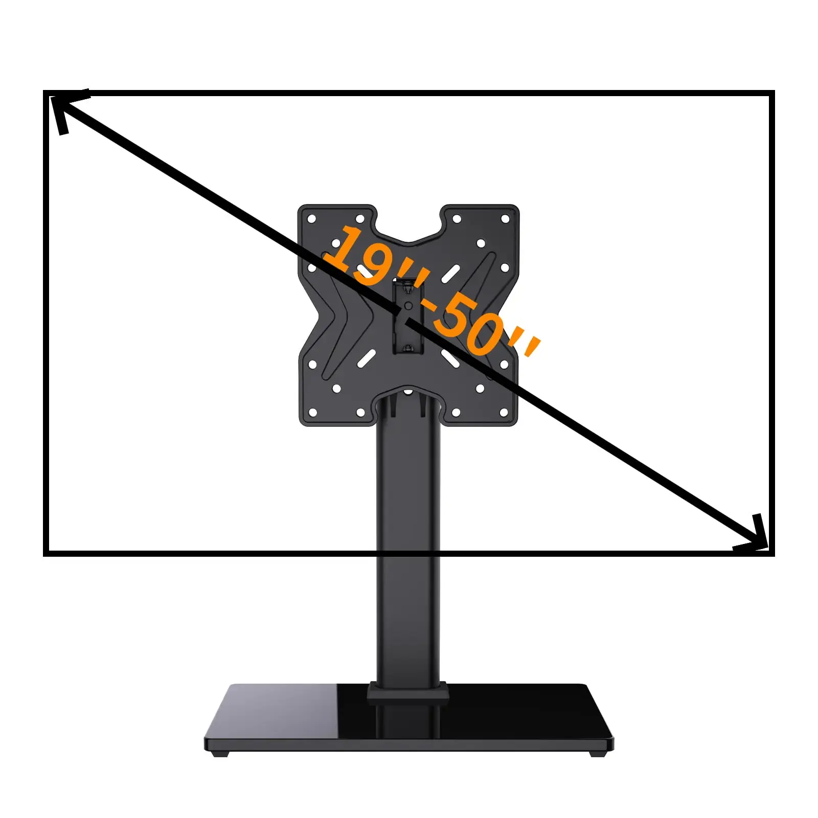 Universal Tabletop TV Stand for 19-50 inch TVs Monitor, 3 Height Adjustable with Tempered Glass Base, Max 200x200mm