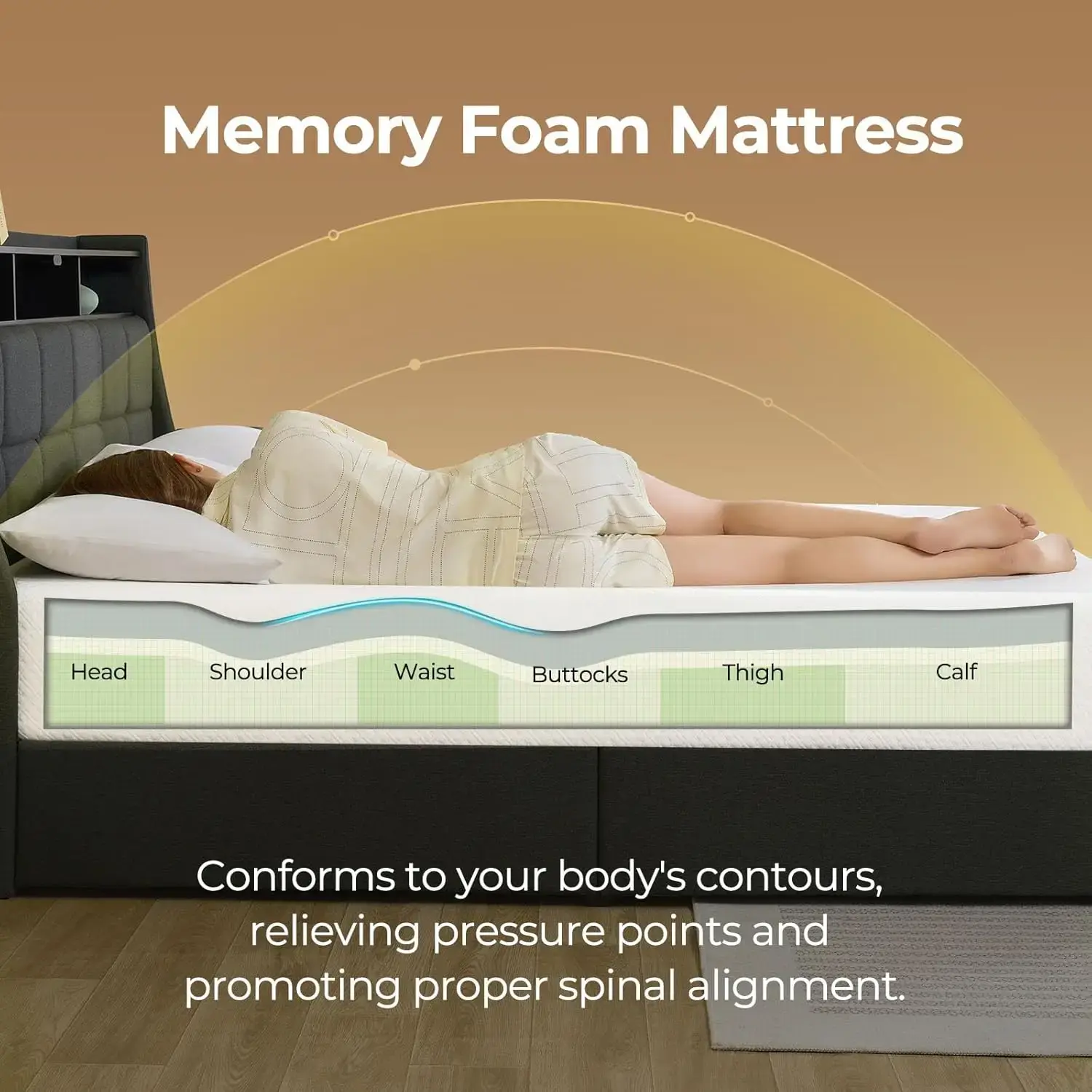 Queen Size Mattress, 10 Inch Gel Memory Foam Mattress in a Box, Fiberglass Free, Breathable Mattress for Cooler Sleep Supportive