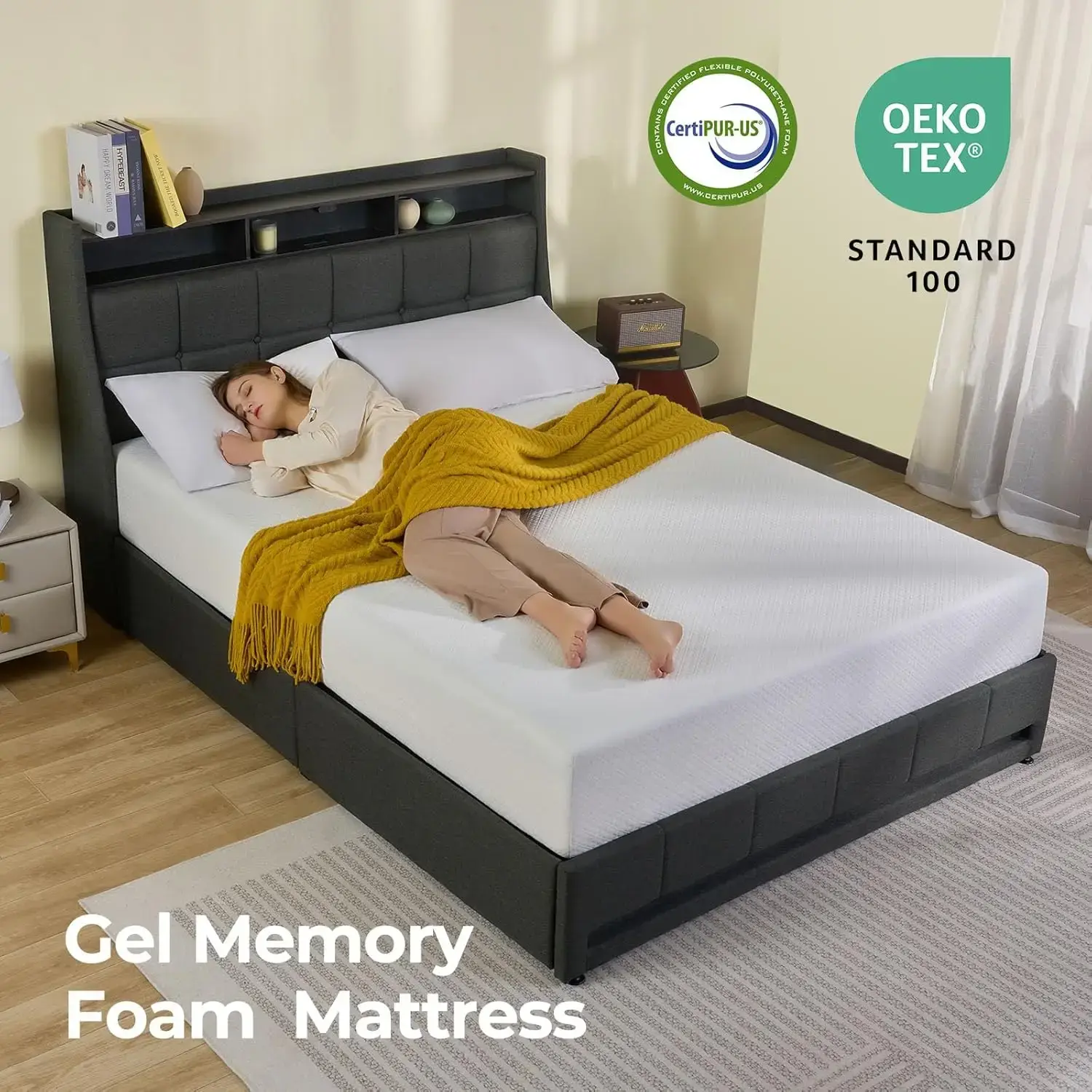 Queen Size Mattress, 10 Inch Gel Memory Foam Mattress in a Box, Fiberglass Free, Breathable Mattress for Cooler Sleep Supportive