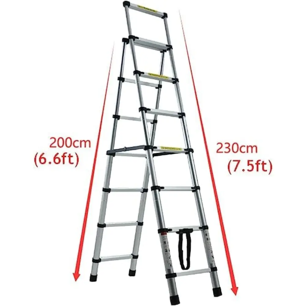 Extension Step Ladder 6+7 Step(6.6ft + 7.5ft) Aluminum Herringbone A-Frame Telescoping Lightweight Portable Multi-Purpose Telesc