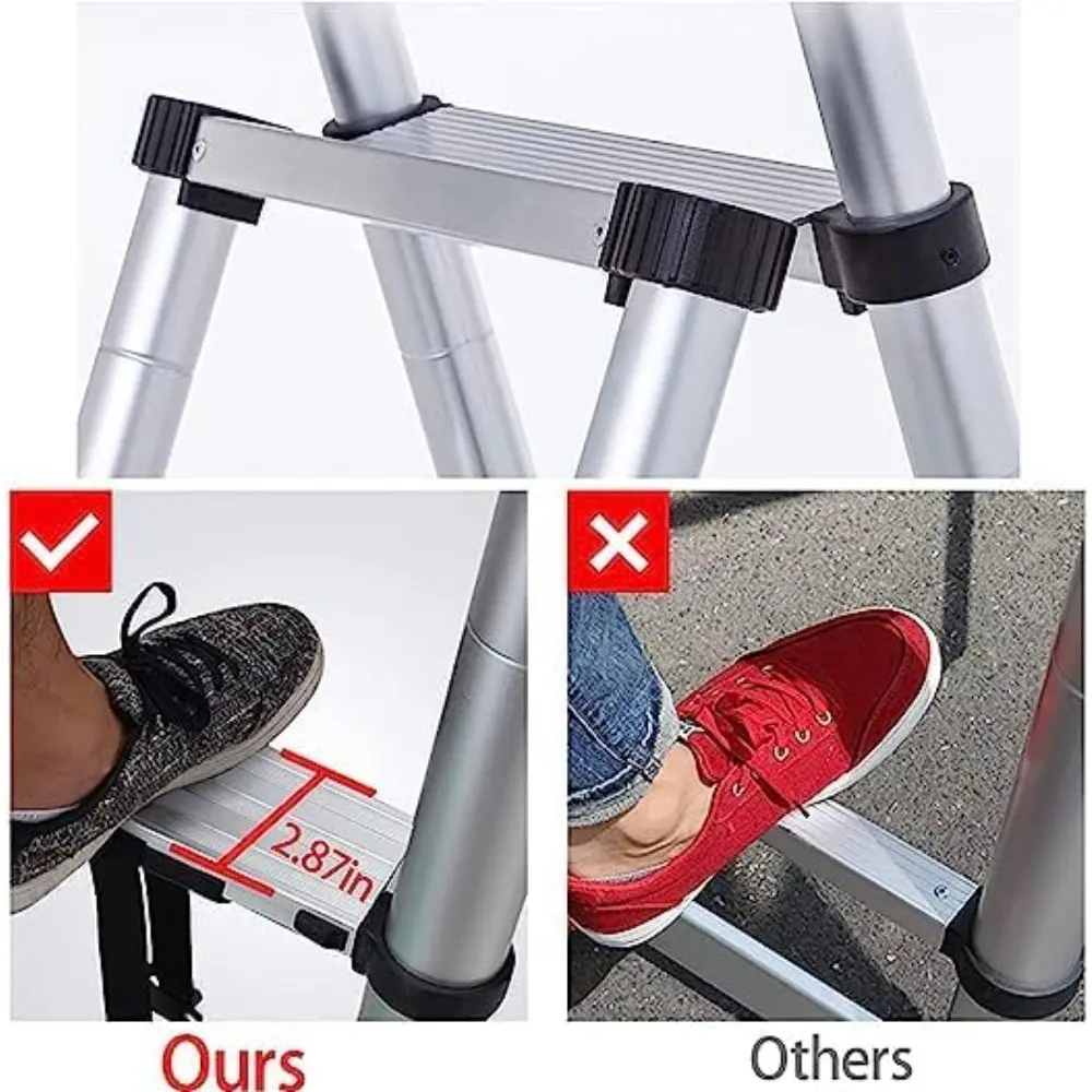 Extension Step Ladder 6+7 Step(6.6ft + 7.5ft) Aluminum Herringbone A-Frame Telescoping Lightweight Portable Multi-Purpose Telesc