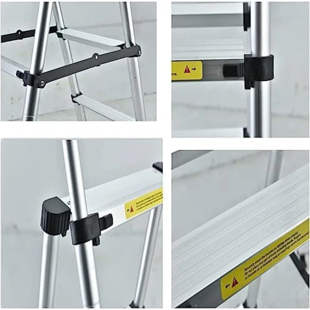 Extension Step Ladder 6+7 Step(6.6ft + 7.5ft) Aluminum Herringbone A-Frame Telescoping Lightweight Portable Multi-Purpose Telesc