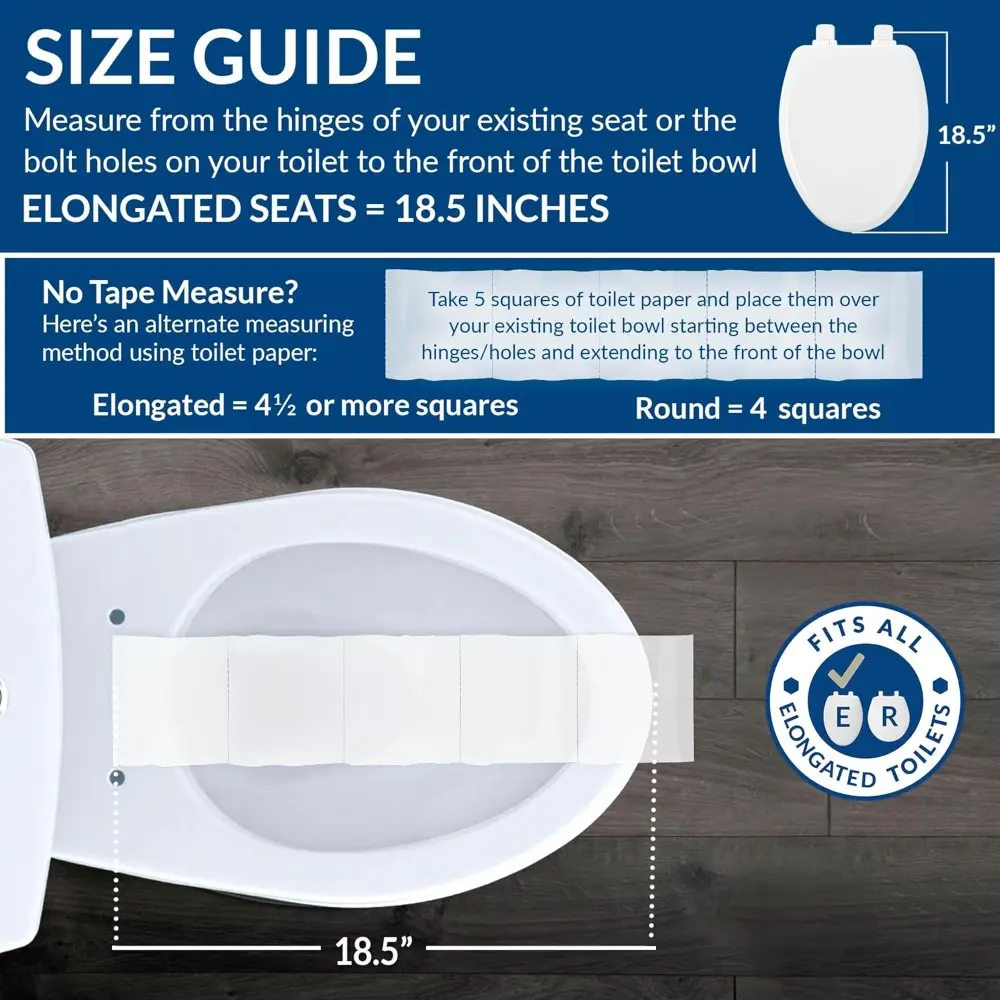 Cassel Slow Close Toilet Seat, Easy Clean, Non Slip Premium Wood Seat, Easy Install, Made in USA, Elongated, White, 4-Pack