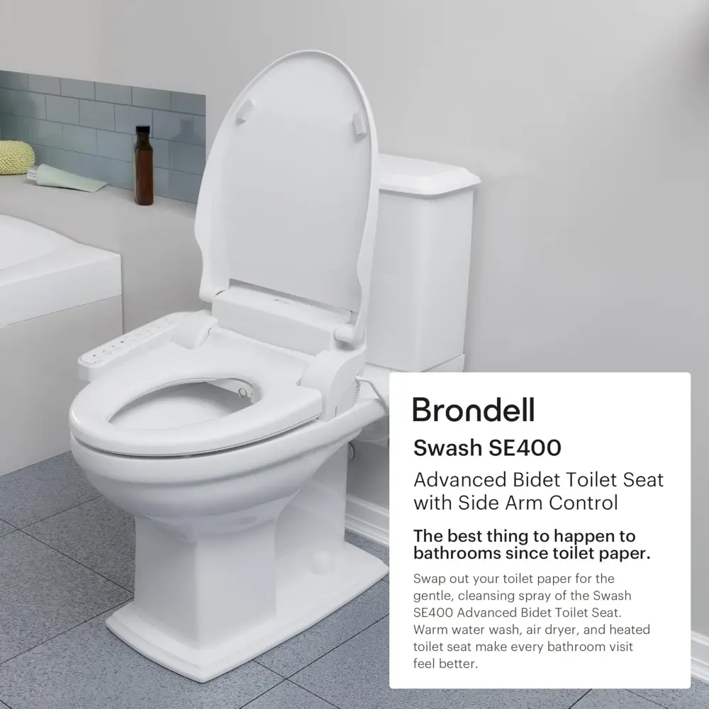 SE400-RW Swash SE400 Electric Bidet Toilet Heated Seat, Oscillating Stainless Steel Nozzle, Warm Air Dryer, Night Light, Gentle