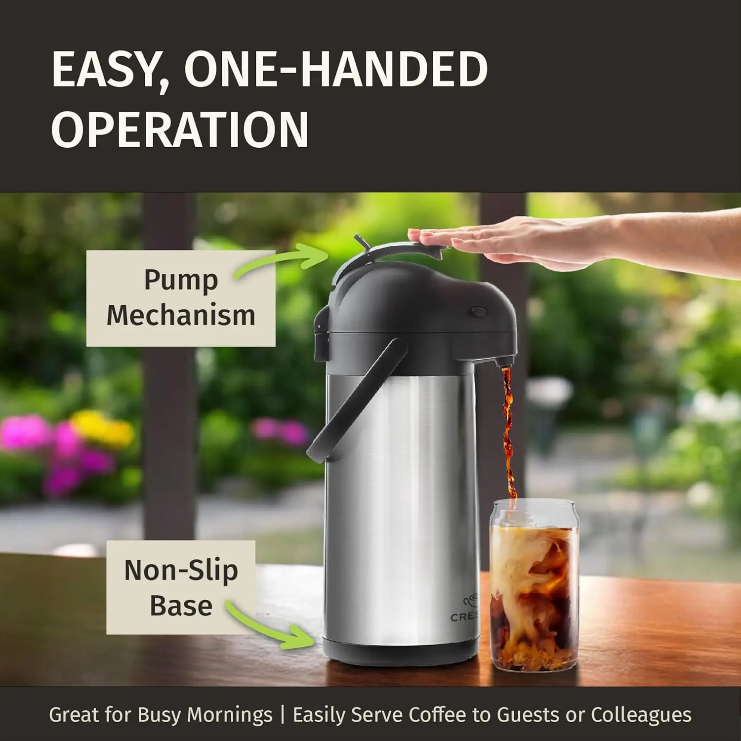 Coffee Carafe with Pump - 102oz / 3L Airpot 12 Hours Large Hot Water Carafe, Cocoa Dispenser for Parties - Tea Flask,
