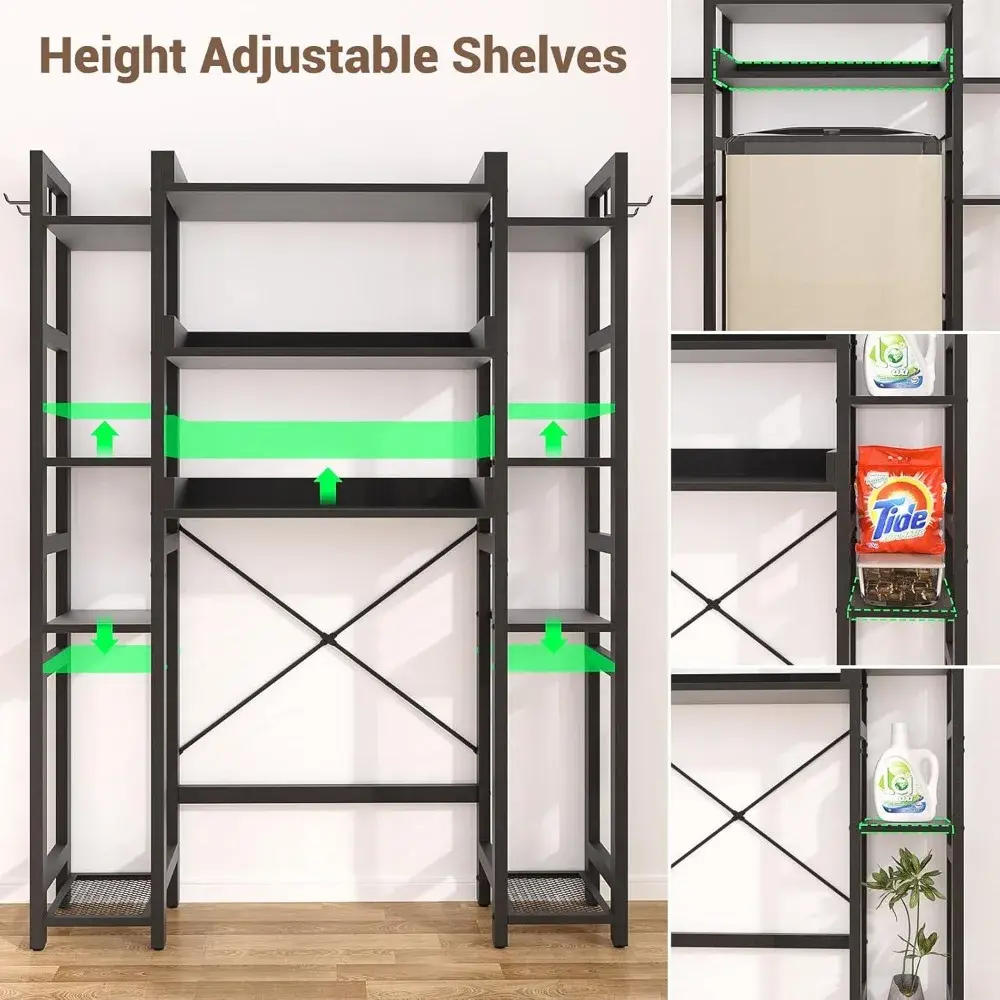 Over The Toilet Storage with 2 Drawers - 11 Tier Bathroom Organizer Freestanding Space Saver Storage Rack with Adjustable Shelf