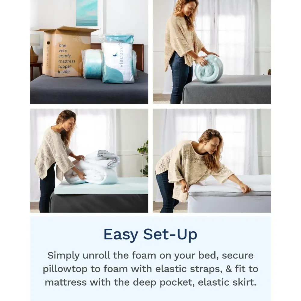 4 Inch Pillow Top Memory Foam Mattress Topper Twin - Cooling Hybrid Lux Dual Layer Mattress Pad - CertiPUR-US Certified