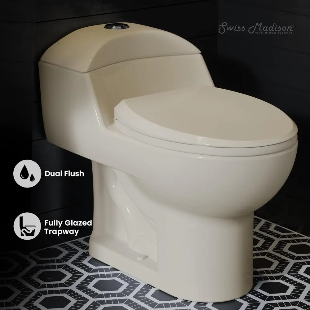Well Made Forever SM-1T803BQ Chateau One Piece Elongated Dual Flush Toilet In Bisque 0.8/1.28 gpf