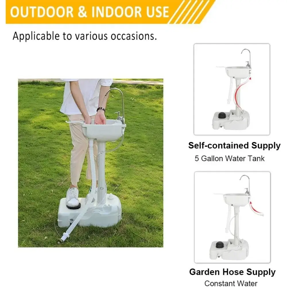 Upgraded Portable Sink and Toilet Combo| Self-contained 5 Gal Hand Washing Station & 5.3 Gal Flushing Toilet, Perfect for Campi