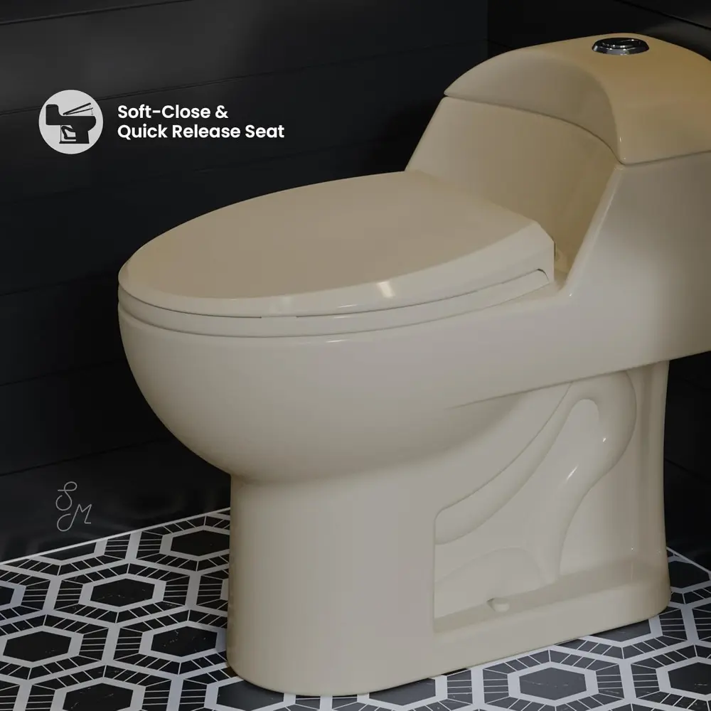 Well Made Forever SM-1T803BQ Chateau One Piece Elongated Dual Flush Toilet In Bisque 0.8/1.28 gpf