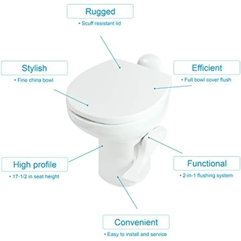 42058 Aqua-Magic Style II RV Toilet, White, High Profile