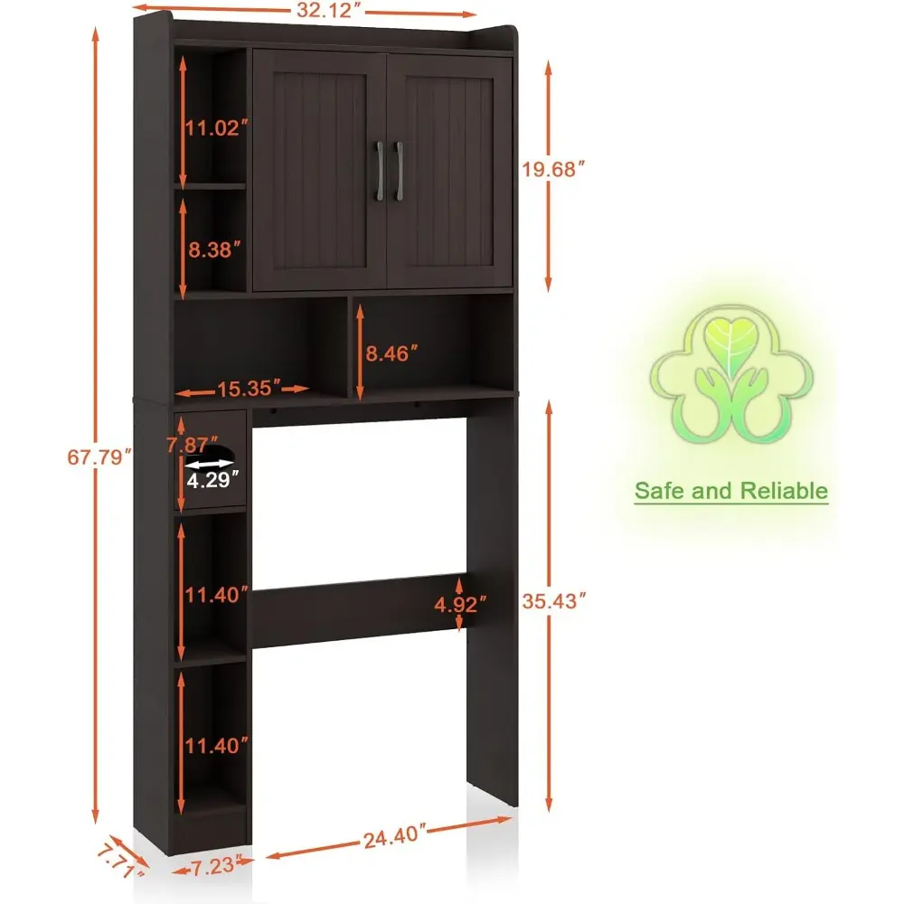 Over The Toilet Storage Cabinet, Farmhouse Storage Cabinet Over Toilet with Barn Door，Home Space-Saving Toilet Rack, for Bathroo