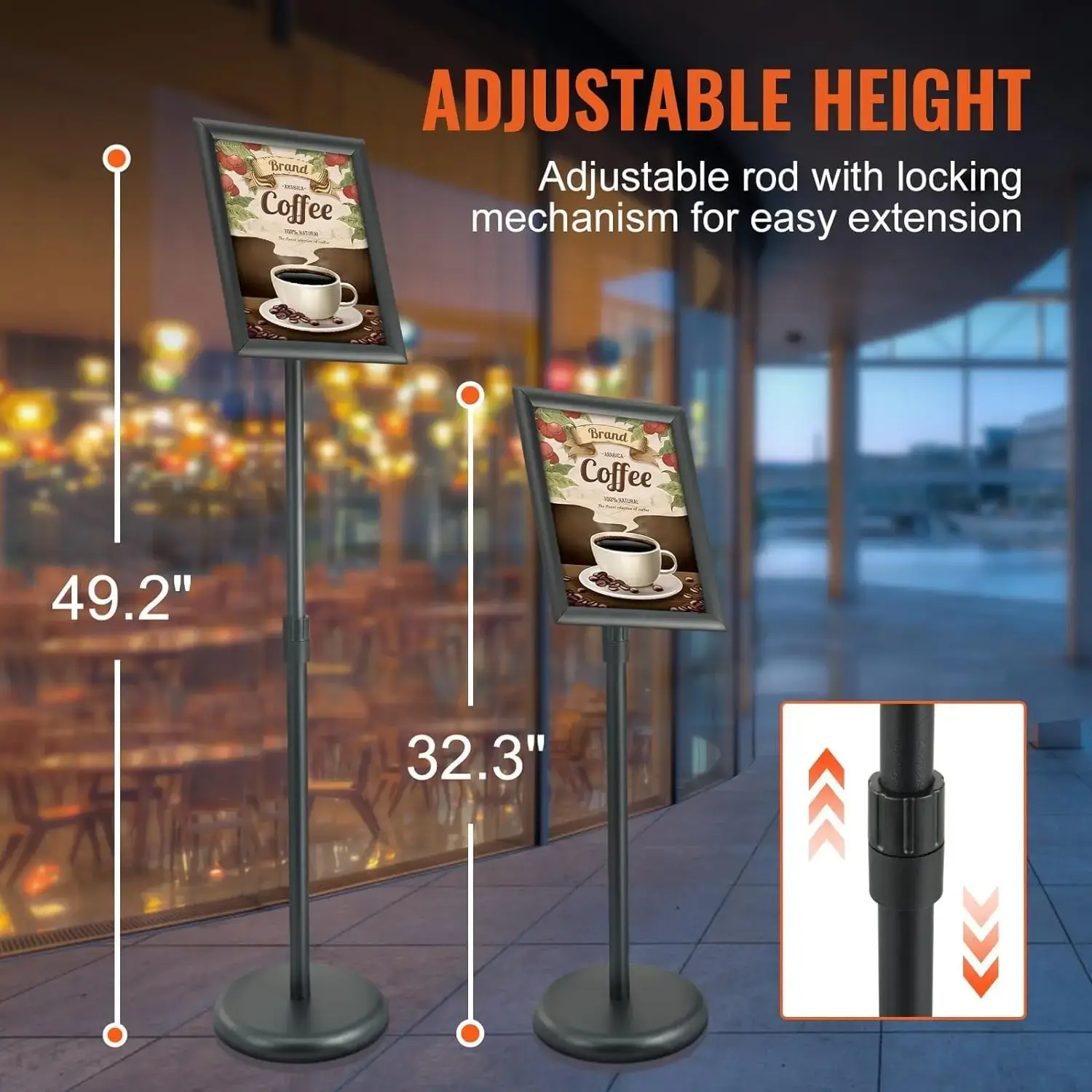 Pedestal Sign Holder, 8.5 x 11 Inch Vertical and Horizontal Adjustable Poster Stand