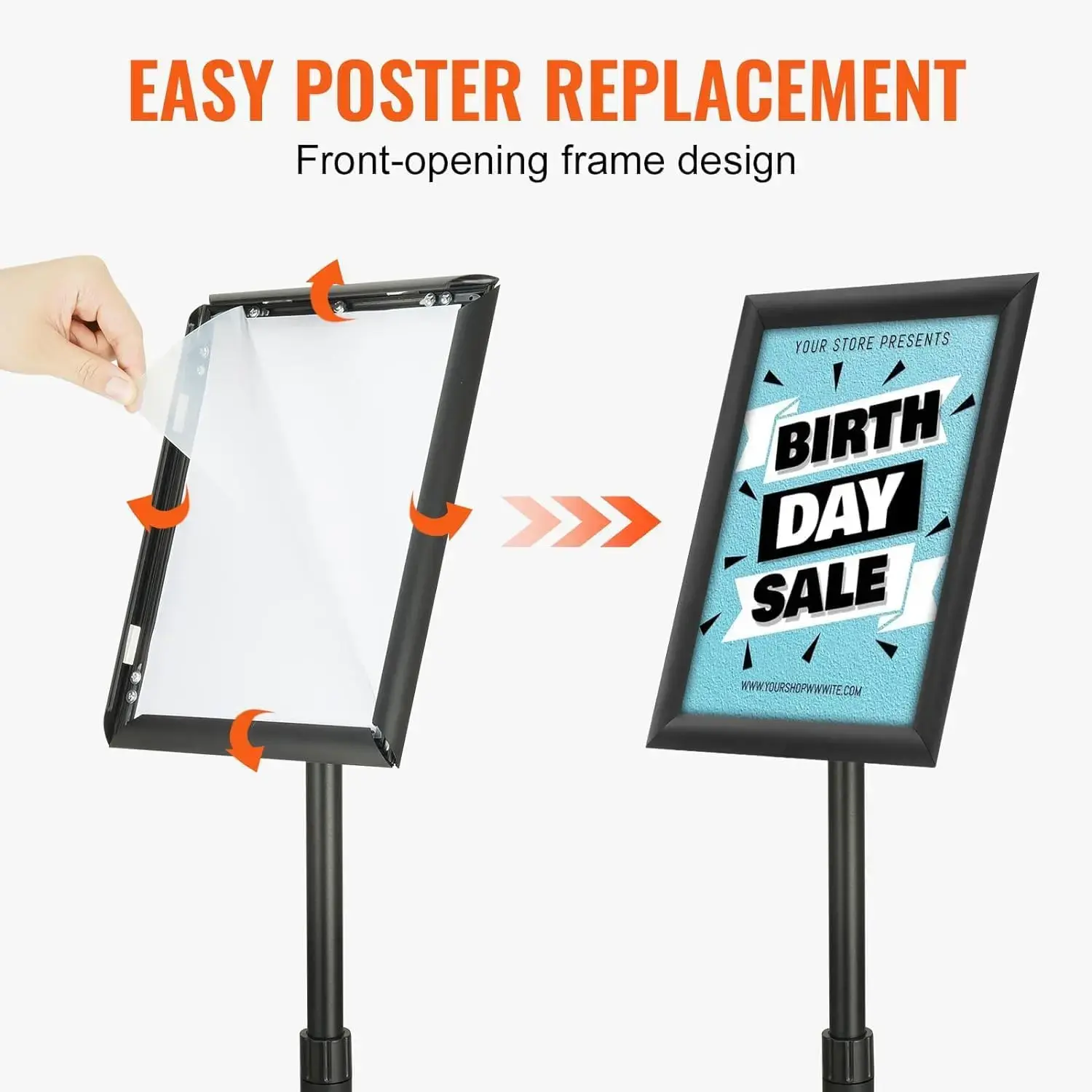 Pedestal Sign Holder, 8.5 x 11 Inch Vertical and Horizontal Adjustable Poster Stand