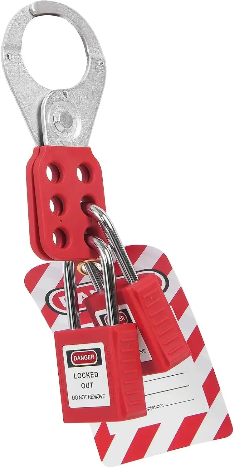 Electrical Lockout Tagout Kit, 26 PCS Safety Loto Kit Includes Padlocks, Hasps, Tags, Nylon Ties, and Carrying Bag