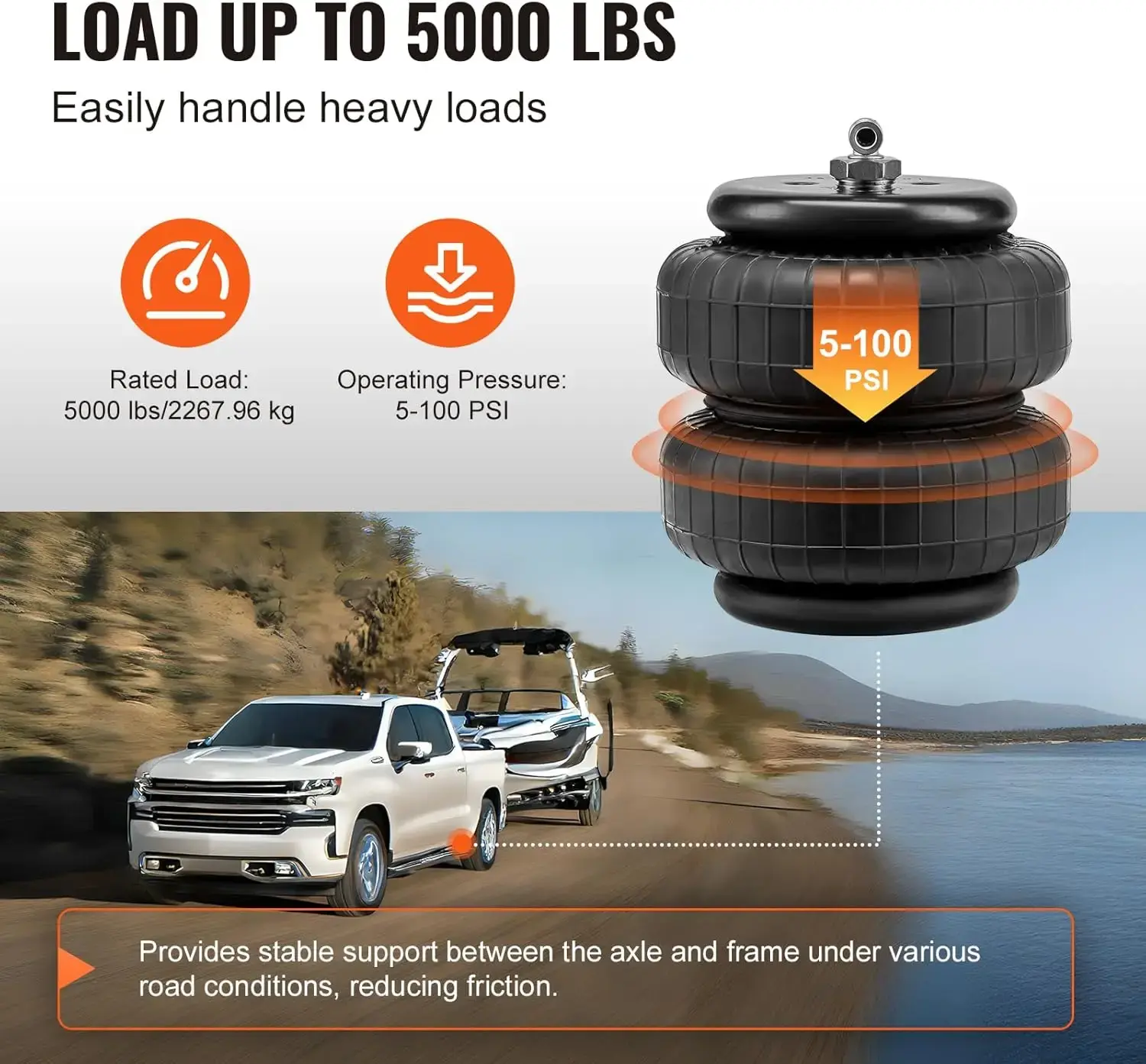 Air Bag Suspension Kit, Air Springs Suspension Bag Kit Compatible with 2007-2018 Chevrolet Silverado 1500 and GMC Sierra