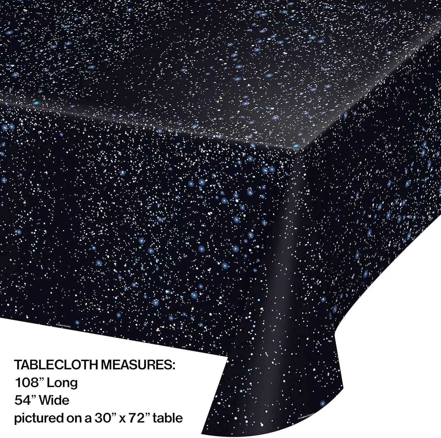 725533 Space Blast All Over Print Plastic Tablecover, 54 by 108", Black