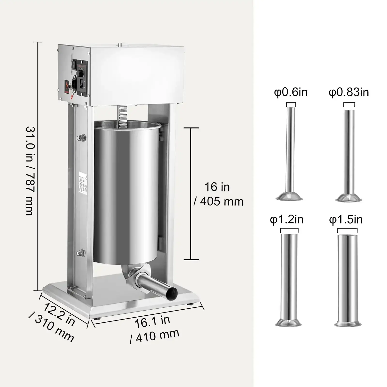 Electric Sausage Stuffer 15L Variable Speed Sausage Maker Stainless Steel