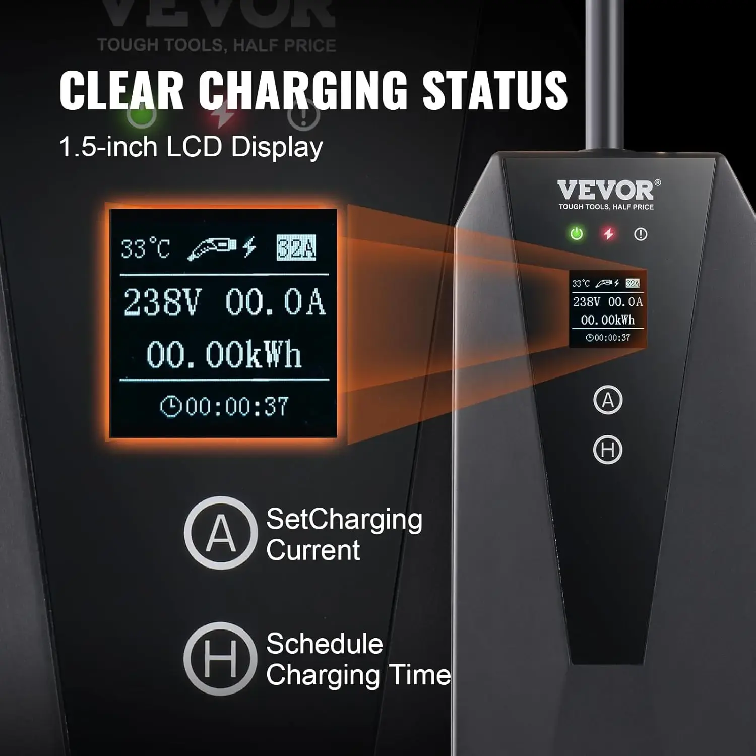 Level 2 Portable EV Charger, 32 Amp 240V, Electric Vehicle Charger with 28 ft Charging Cable NEMA 14-50P Plug